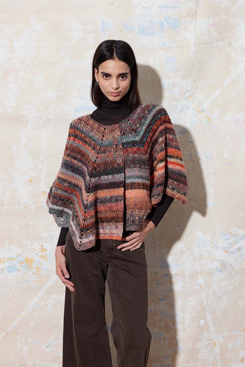 Lang Yarns Knitting Pattern FEDERIKE Crocheted cape Pattern Bundle in Magnolia by LANGYARNS | Punto 74-003