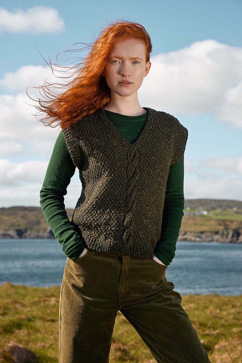 Lang Yarns Knitting Pattern FERN Slipover Pattern Bundle in Donegal Tweed+ by LANGYARNS | Punto 87-024