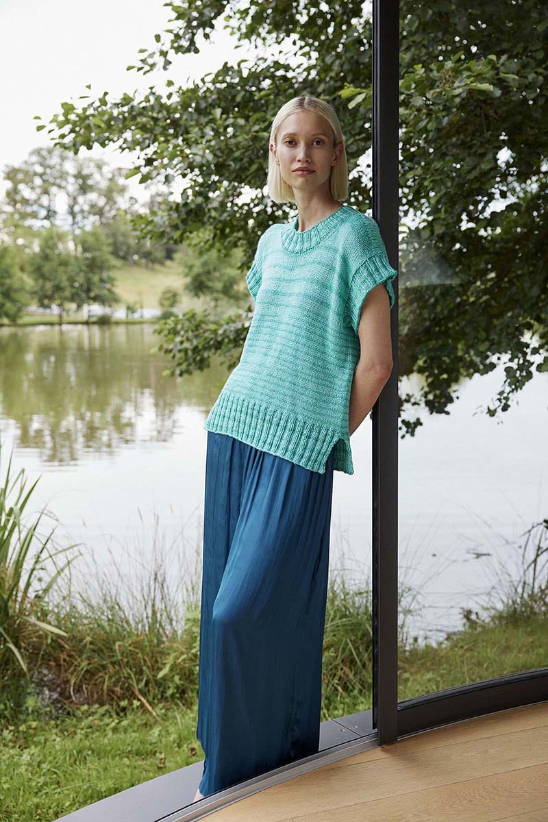 Lang Yarns Knitting Pattern FLOW OF LIFE Sweater Top Down Pattern Bundle in Glow by LANGYARNS | WOOLADDICTS #14-026