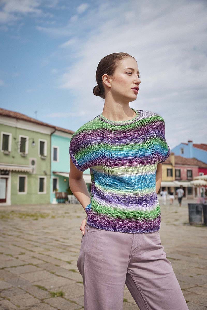 Lang Yarns Knitting Pattern FRANCINE Slipover Pattern Bundle in Quattro Degradé by LANGYARNS | Punto 91-001