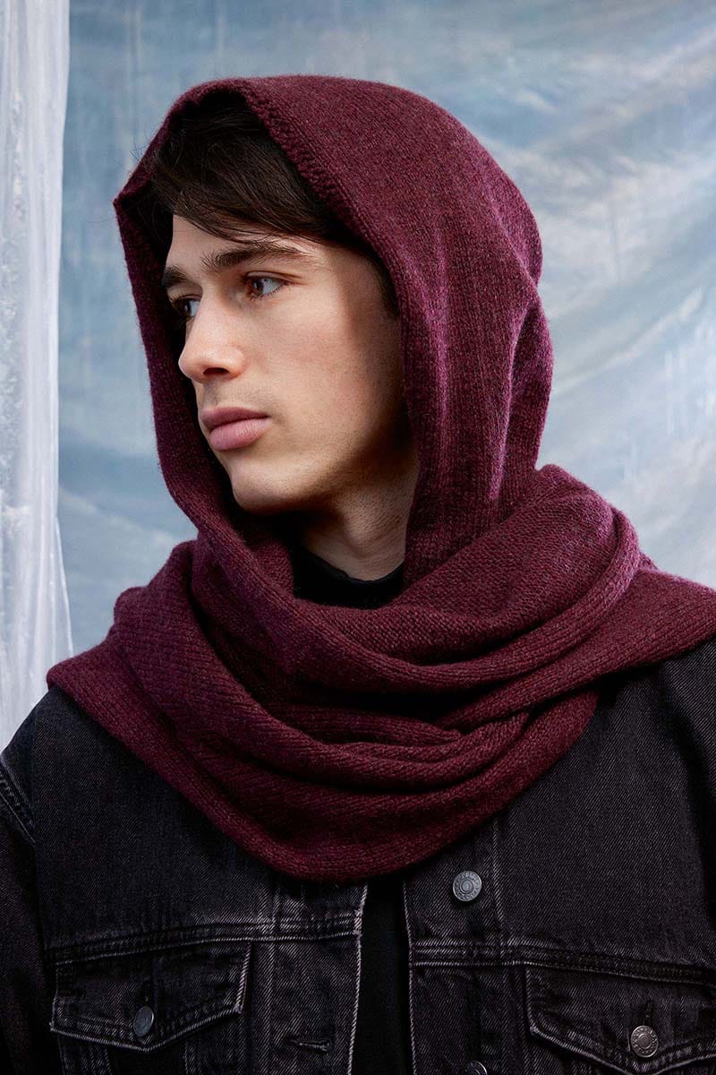 Lang Yarns Knitting Pattern GABRIEL Hooded scarf Pattern Bundle in Cashmere Premium by LANGYARNS | Fatto a Mano 286-079