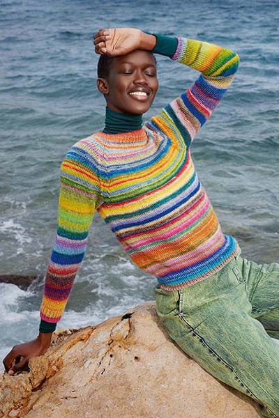 Lang Yarns Knitting Pattern GREGORIA Sweater Top Down Pattern Bundle in Infinity by LANGYARNS | Punto 085