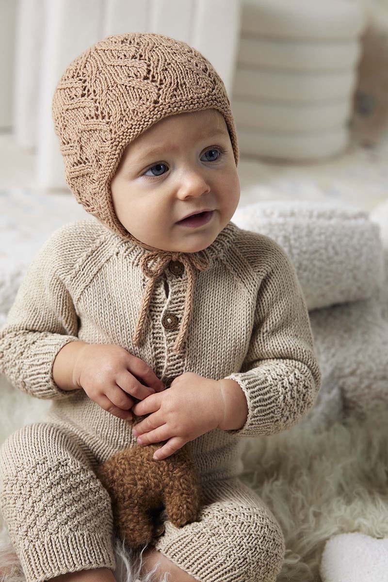 Lang Yarns Knitting Pattern JUTTA Bonnet Pattern Bundle in Baby Cotton Naturally Coloured by LANGYARNS | Punto 83-011