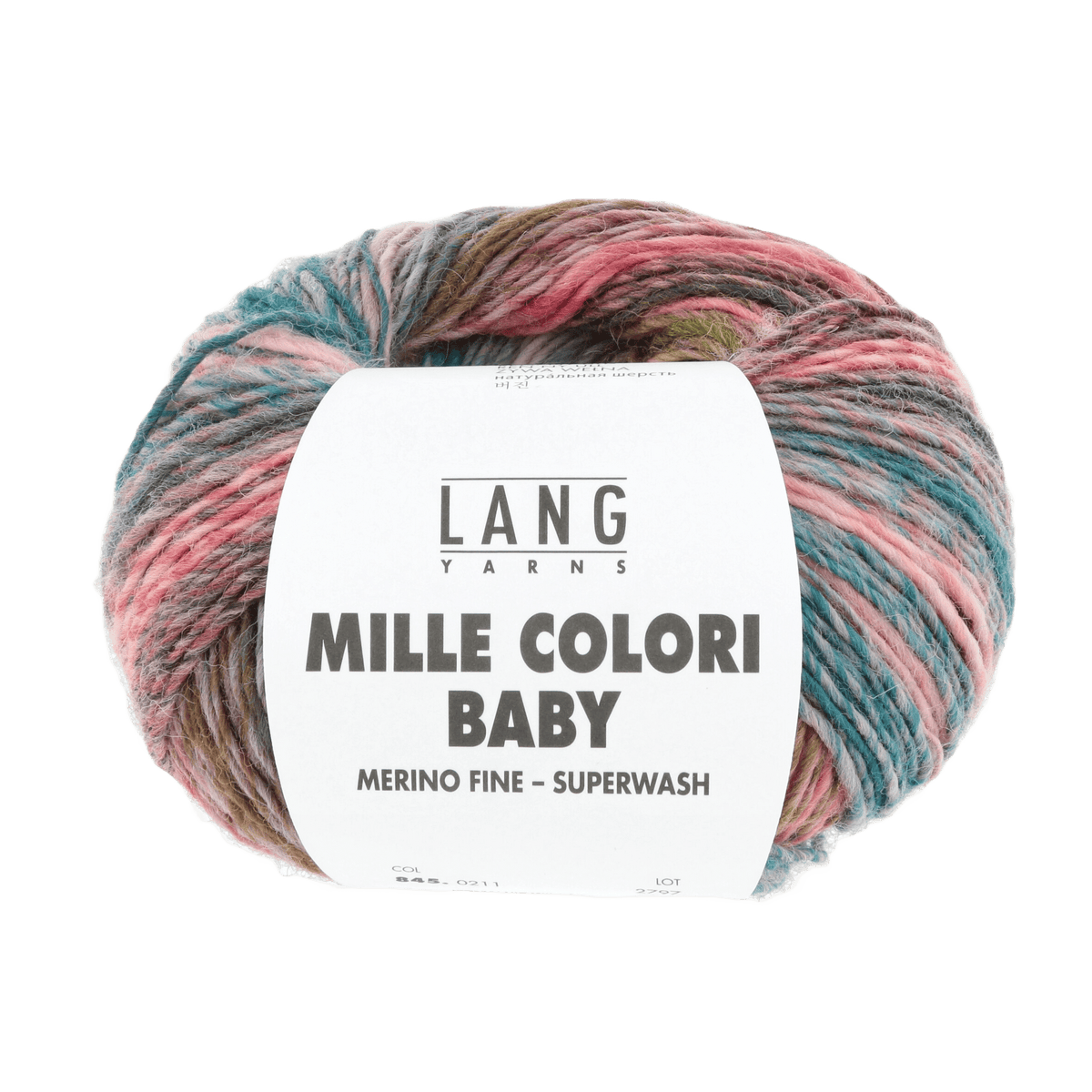 Lang Yarns Knitting Pattern KG - 2 balls / ALTROSA/PETROL/OLIVE 845.0211 FINLEY Hat Pattern Bundle in Mille Colori Baby by LANGYARNS | Punto 80-016