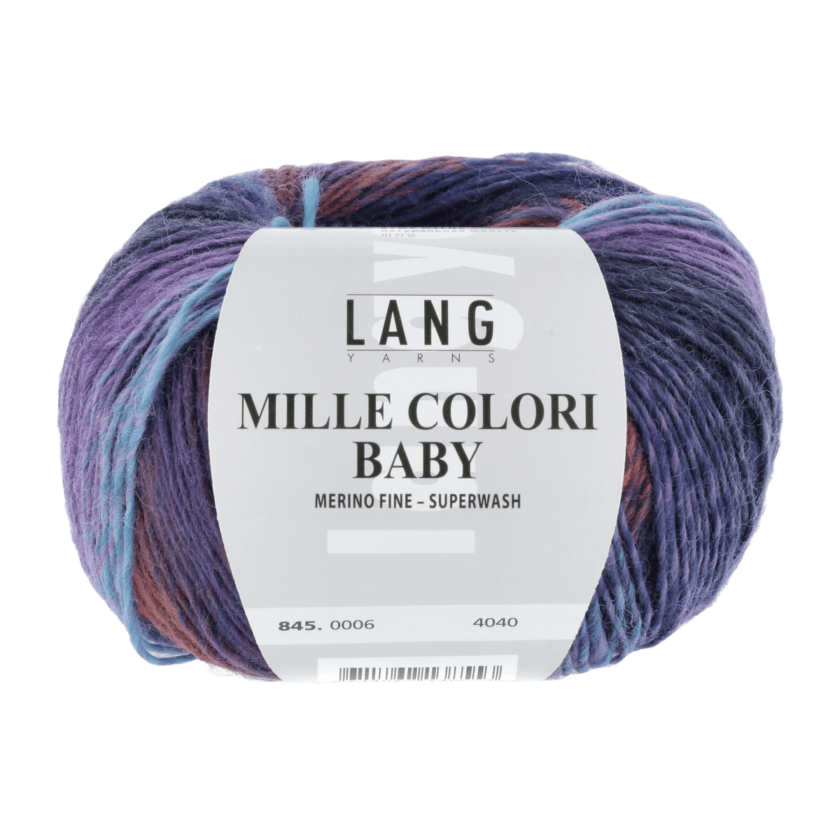Lang Yarns Knitting Pattern KG - 2 balls / BLAU/VIOLETT 845.0006 FINLEY Hat Pattern Bundle in Mille Colori Baby by LANGYARNS | Punto 80-016