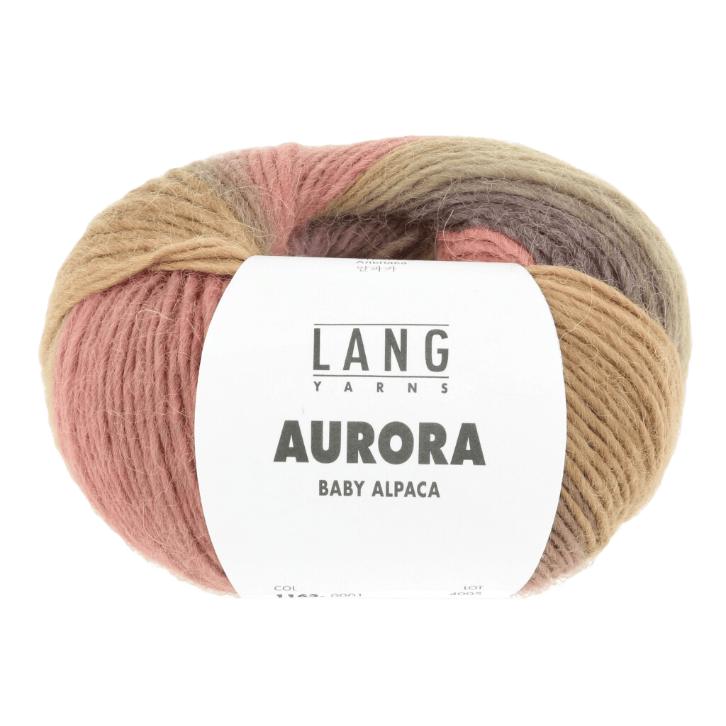 Lang Yarns Knitting Pattern Ladies Hat - 3 balls / coral/brown/purple/olive 1163.0001 OPHELIA Hat Pattern Bundle in Aurora by LANGYARNS | Fatto a Mano 286-016