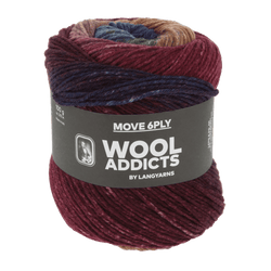 Lang Yarns Knitting Pattern Ladies Size - 1 ball / WINE/COGNAC/BLUE 1146.0001 DELIGHTFUL Hat Pattern Bundle in Move 6ply by LANGYARNS | Punto 86-005