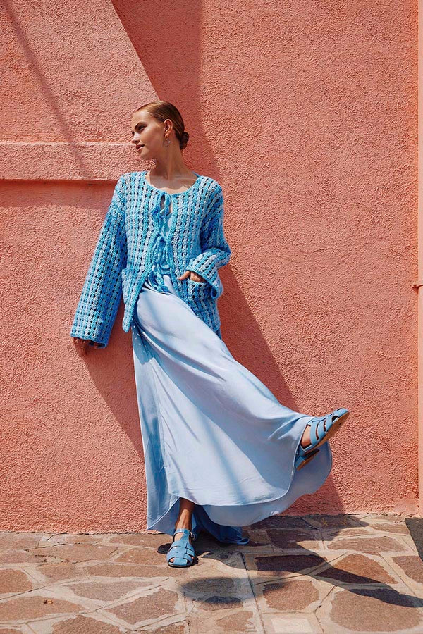LEISURELY-MORNING Crochet Cardigan Pattern Kit in GLOW by WOOLADDICTS | WOOLADDICTS #16-007