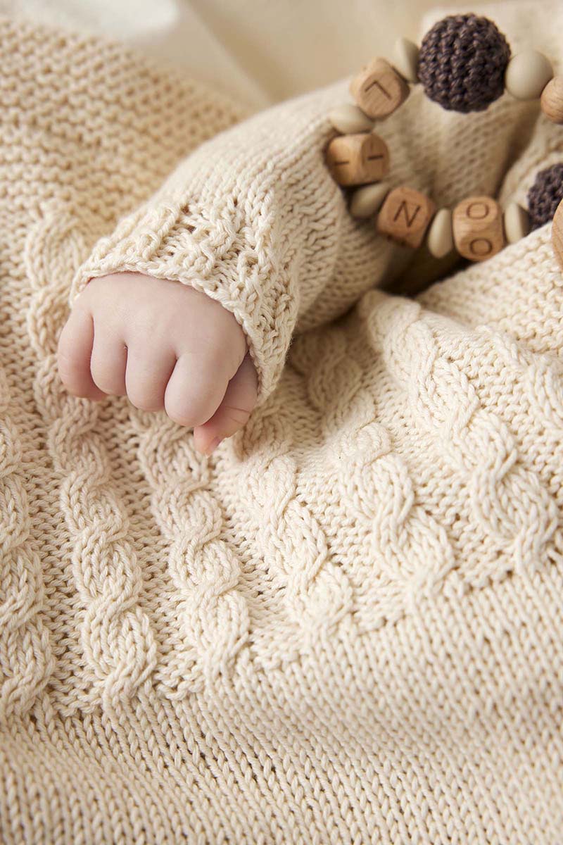 Lang Yarns Knitting Pattern LOKI Baby blanket Pattern Bundle in Baby Cotton Naturally Coloured by LANGYARNS | Punto 83-021