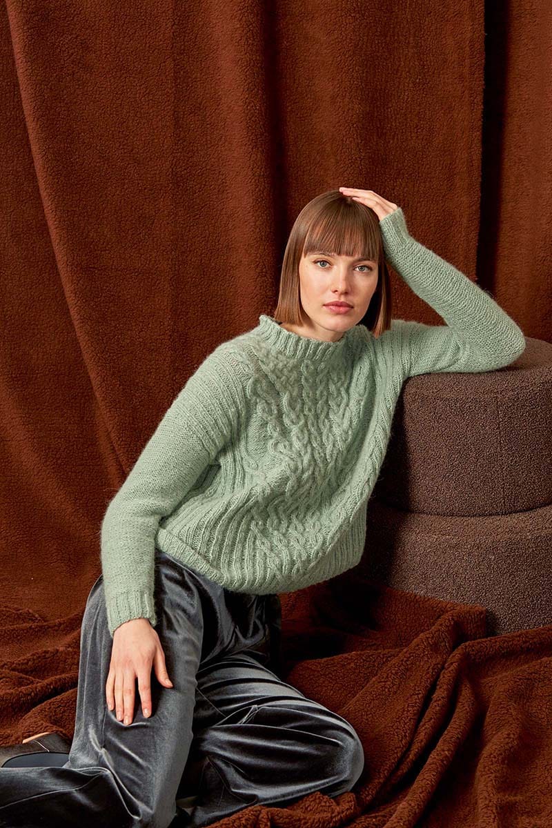 Lang Yarns Knitting Pattern MALALA Pullover Pattern Bundle in Malou Light by LANGYARNS | Fatto a Mano 282-027