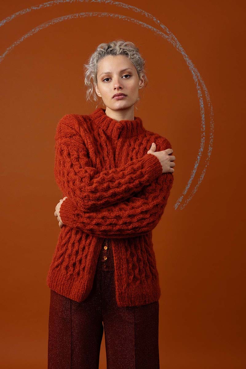Lang Yarns Knitting Pattern MARGARET Cardigan Pattern Bundle in Suri Alpaca by LANGYARNS | Punto 76-011