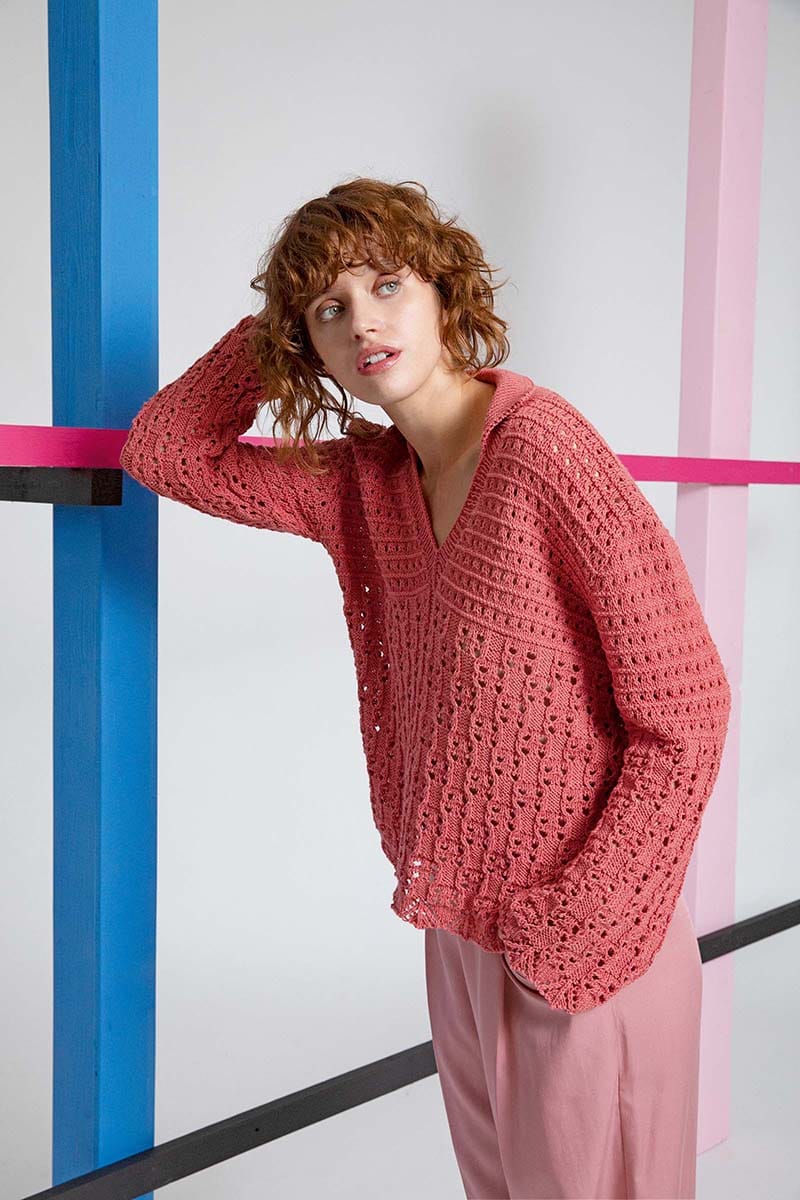 Lang Yarns Knitting Pattern OCTAVIA Sweater Pattern Bundle in Oceania by LANGYARNS | Fatto a Mano 280-019