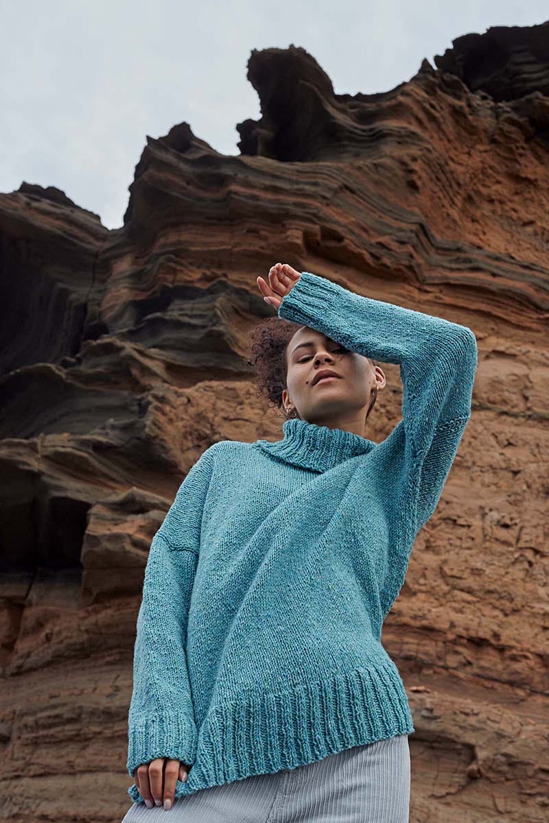 Lang Yarns Knitting Pattern ODESSA Sweater Pattern Bundle in DONEGAL TWEED+ by LANGYARNS | Punto 77-006