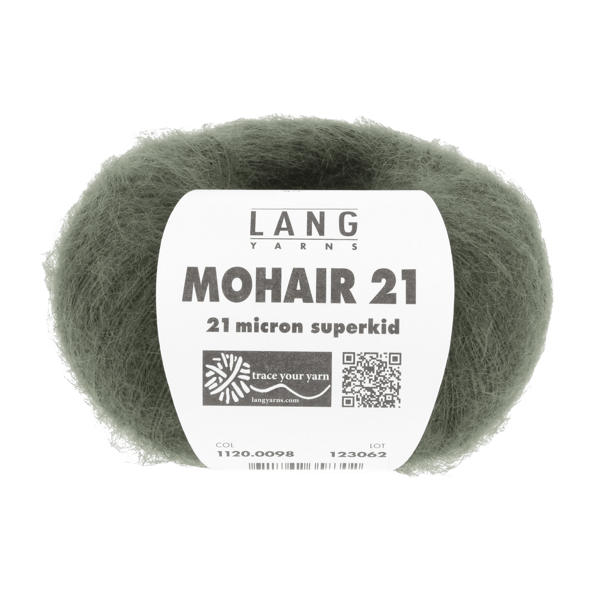 Lang Yarns Knitting Pattern one size - 1 balls / dark olive 1120.0098 TUANA Long wristwarmers Pattern Bundle in Mohair 21 by LANGYARNS | Fatto a Mano 280-002