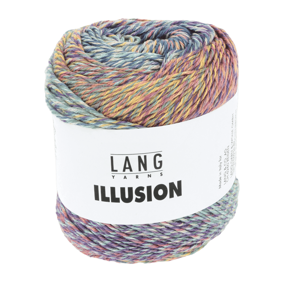 Lang Yarns Knitting Pattern one size - 5 balls / purple/petrol/yellow/light blue 1155.0002 GOLDA Poncho Pattern Bundle in Illusion by LANGYARNS | Punto 81-006
