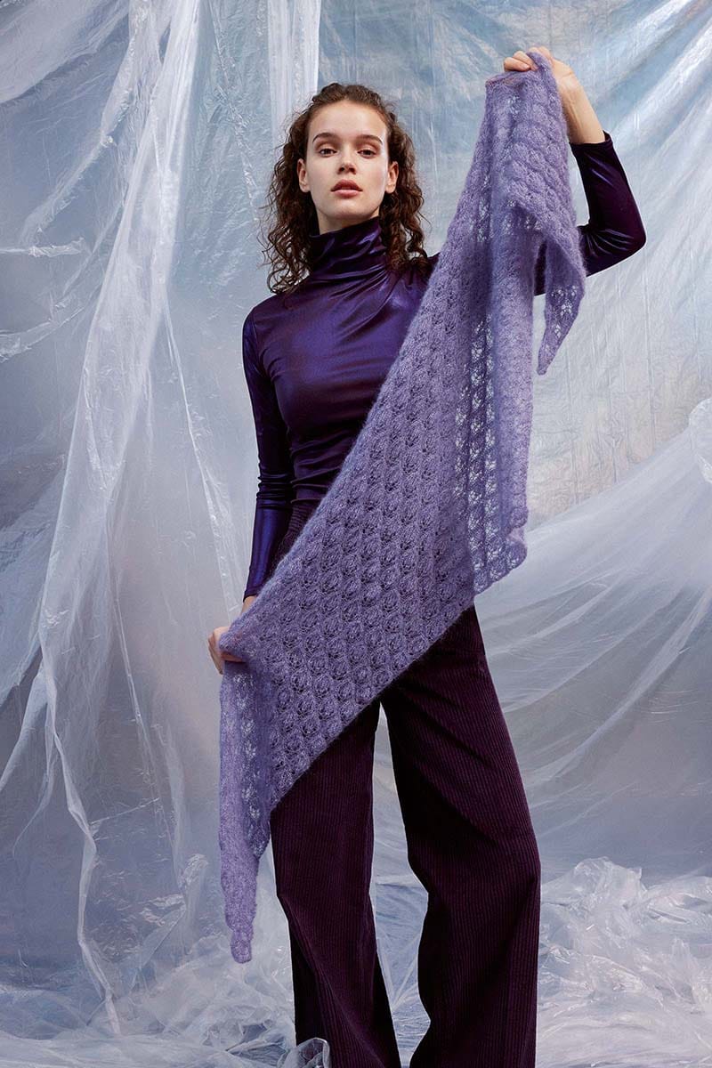 Lang Yarns Knitting Pattern ORLANA Triangular shawl Pattern Bundle in Mohair Luxe by LANGYARNS | Fatto a Mano 286-058