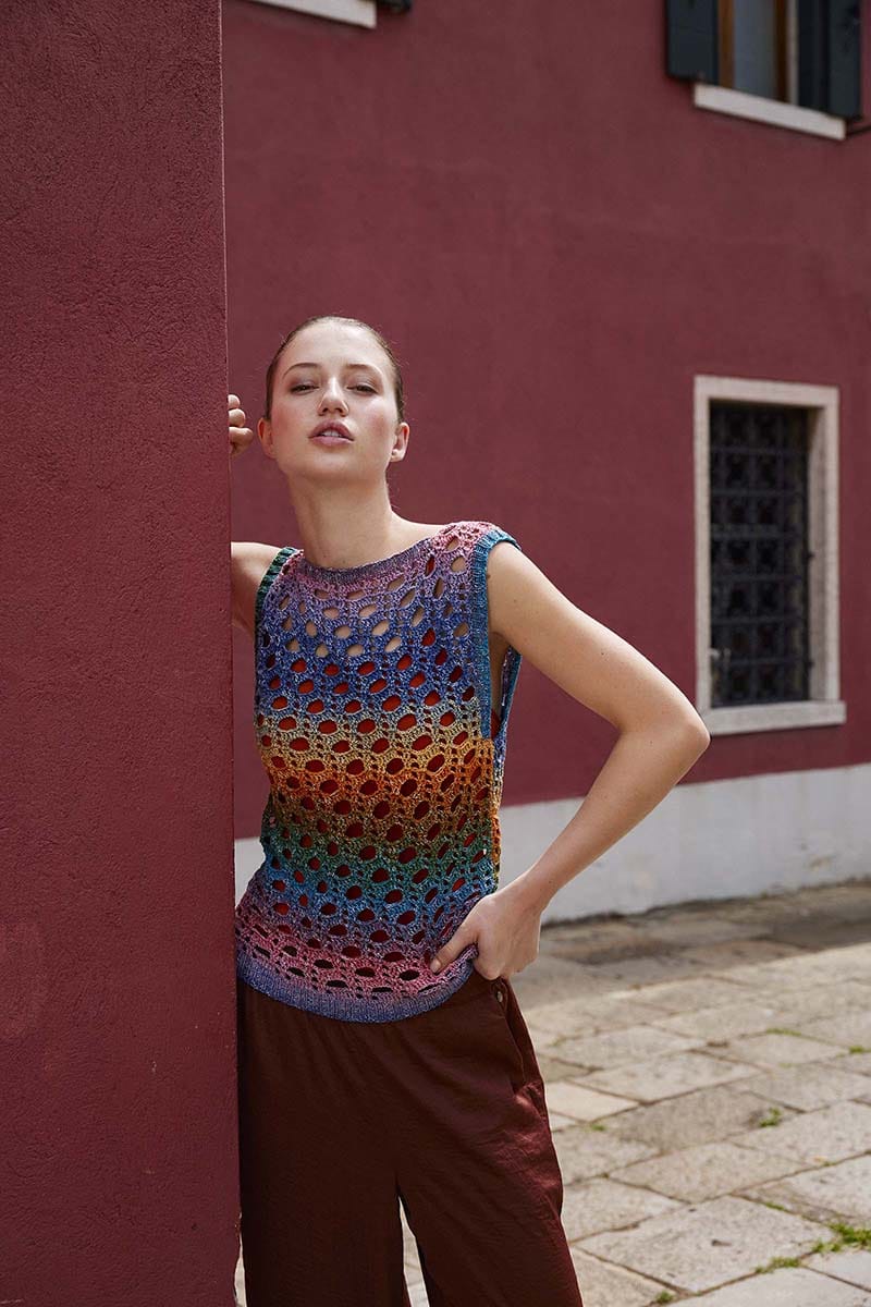 Lang Yarns Knitting Pattern POPPY Crochet T-Shirt Pattern Bundle in Quattro Degradé by LANGYARNS | Punto 91-007