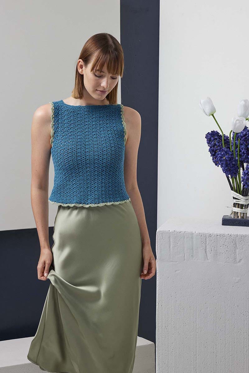 Lang Yarns Knitting Pattern Prudence Crochet Top Pattern Bundle in Baby Cotton by LANGYARNS | Fatto a Mano 288-030