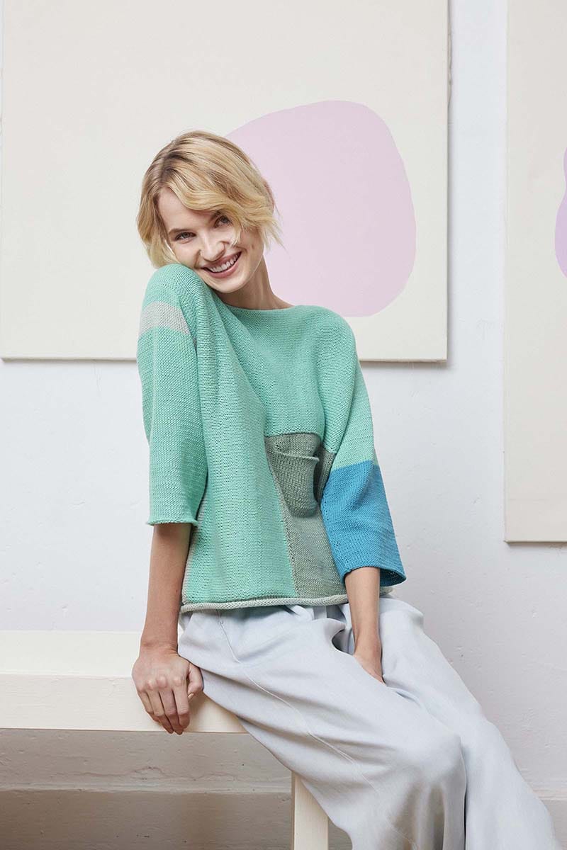 Lang Yarns Knitting Pattern Queenie Sweater Pattern Bundle in Oceania by LANGYARNS | Fatto a Mano 288-017