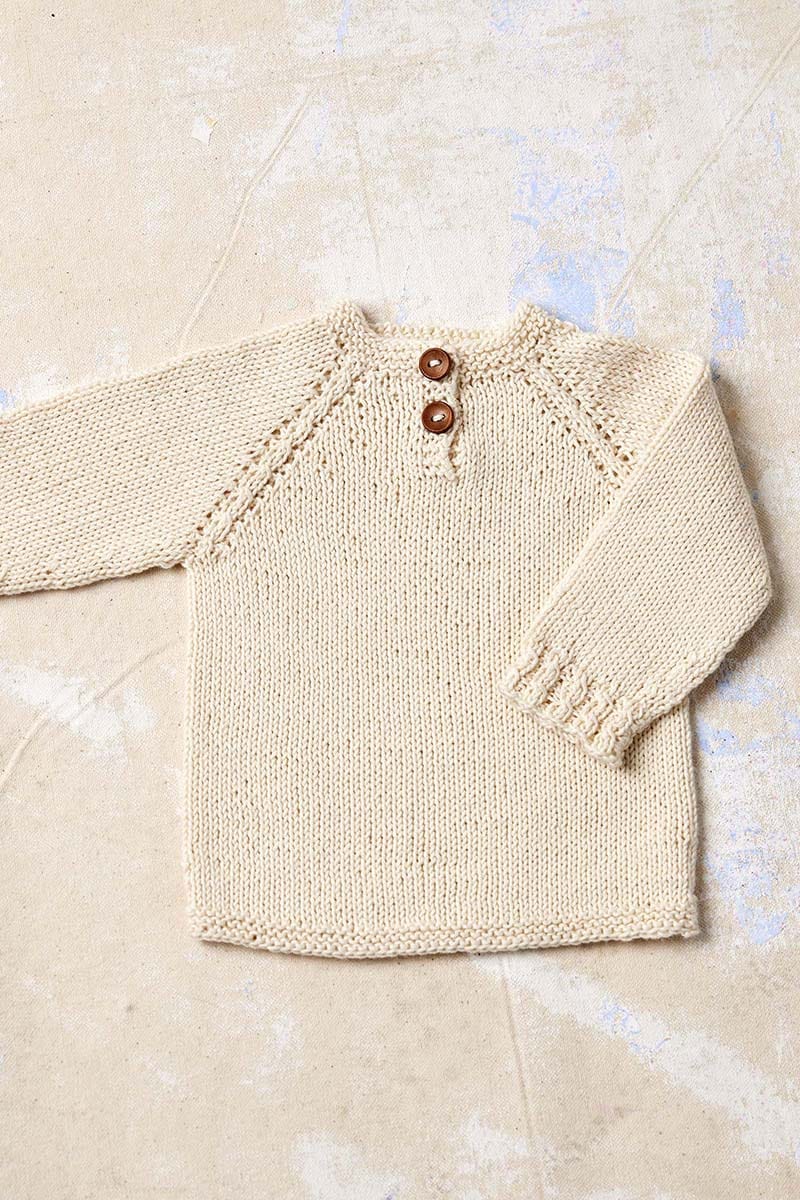 Lang Yarns Knitting Pattern RUNE Top Down Sweater Pattern Bundle in Baby Cotton Naturally Colored by LANGYARNS | Punto 83-020