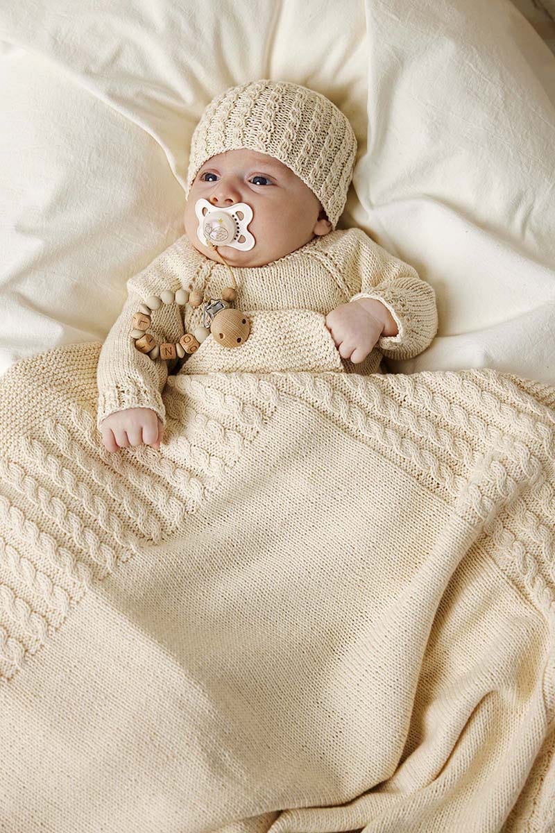 Lang Yarns Knitting Pattern RUNE Top Down Sweater Pattern Bundle in Baby Cotton Naturally Coloured by LANGYARNS | Punto 83-020