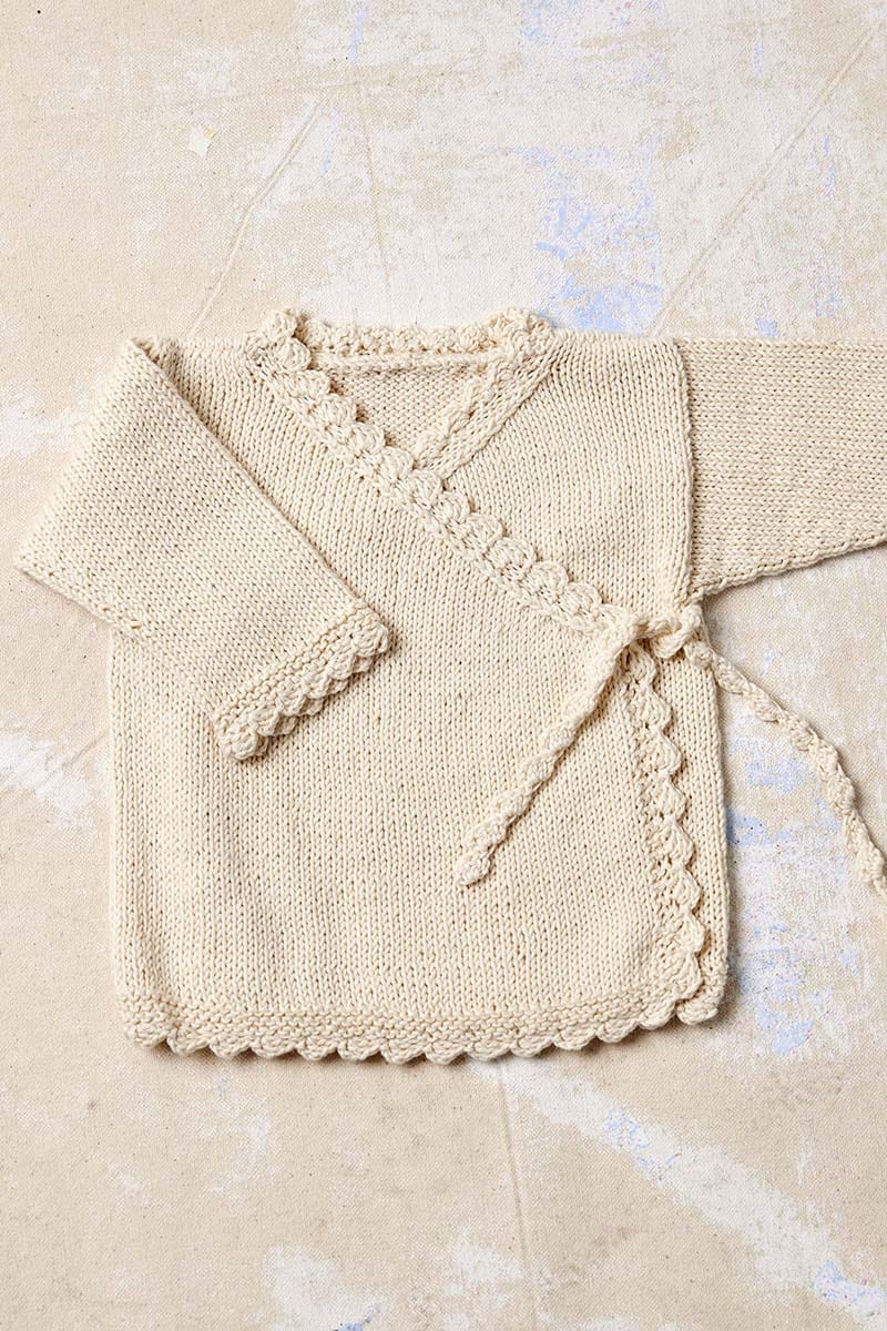 Lang Yarns Knitting Pattern SAGA Wrapover cardigan Pattern Bundle in Baby Cotton Naturally Colored by LANGYARNS | Punto 83-007