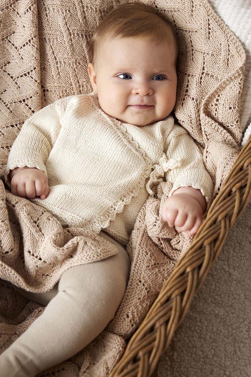 Lang Yarns Knitting Pattern SAGA Wrapover cardigan Pattern Bundle in Baby Cotton Naturally Coloured by LANGYARNS | Punto 83-007
