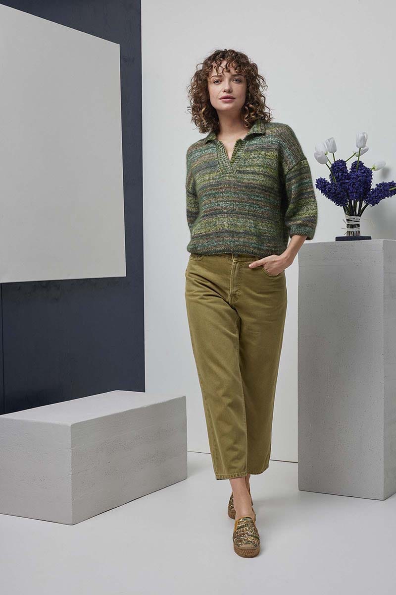 Lang Yarns Knitting Pattern Sanne Polo Sweater Pattern Bundle in Fiesta / Lace by LANGYARNS | Fatto a Mano 288-025
