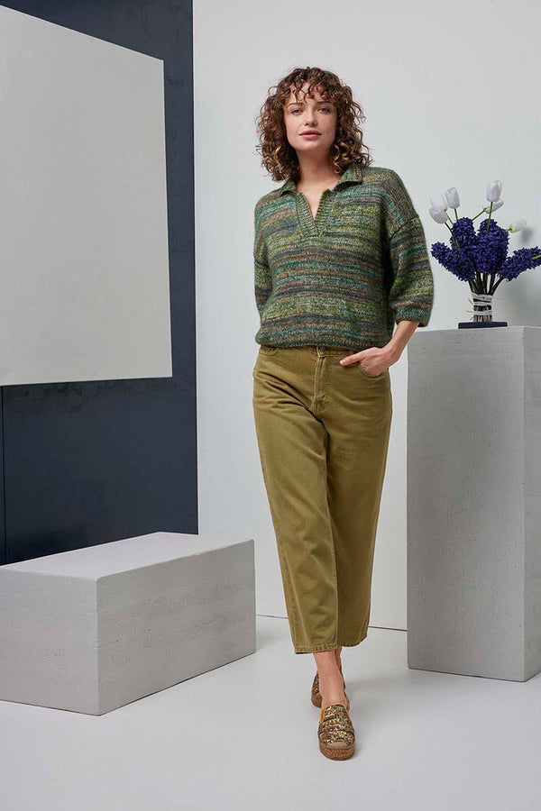SANNE Polo Sweater Pattern Kit in FIESTA & LACE by LANGYARNS | Fatto a Mano 288-025