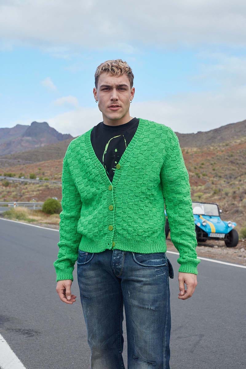 Lang Yarns Knitting Pattern SASCHA Unisex cardigan Pattern Bundle in Poseidon by LANGYARNS | Punto 59-008