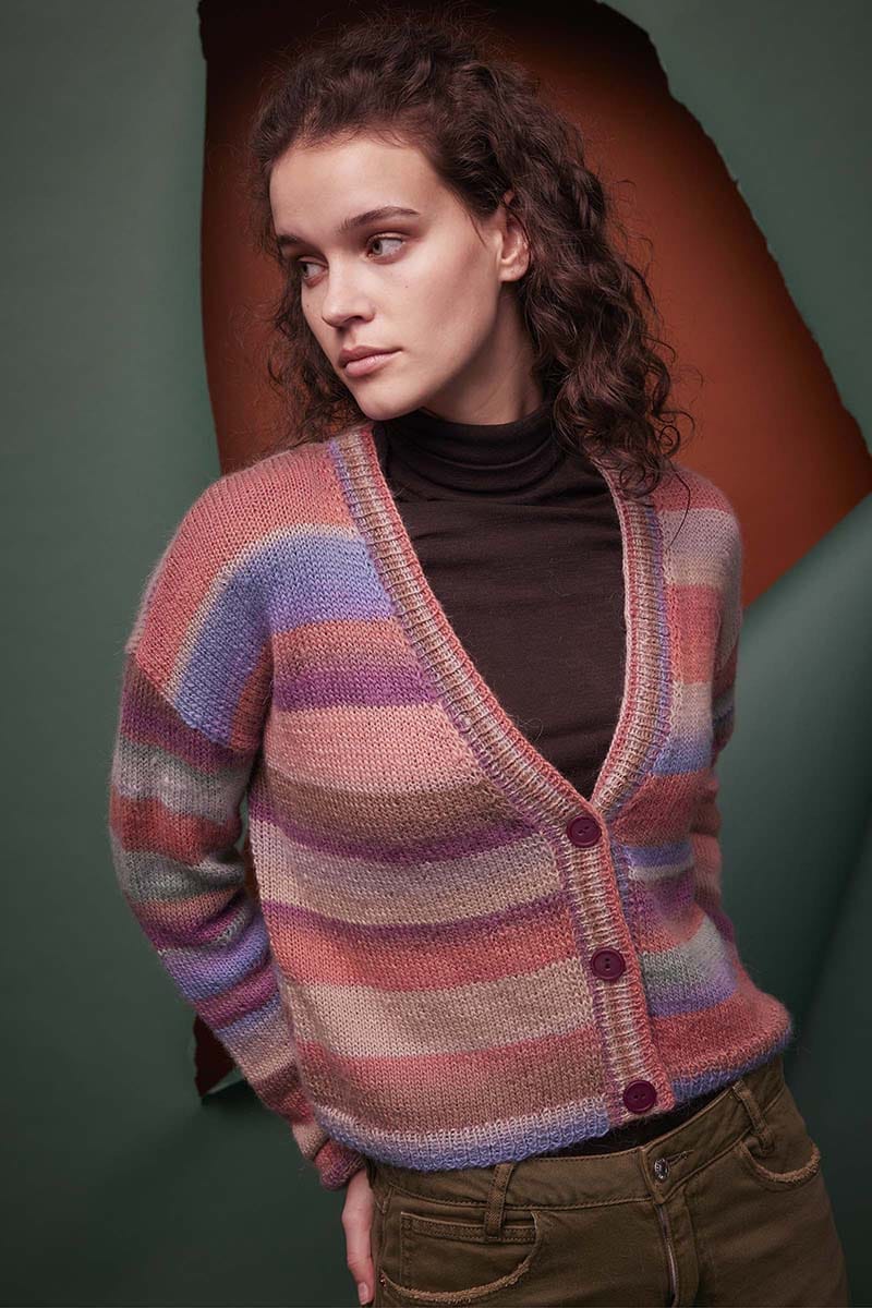Lang Yarns Knitting Pattern SHIRLEY Cardigan Pattern Bundle in Aurora by LANGYARNS | Fatto a Mano 286-022
