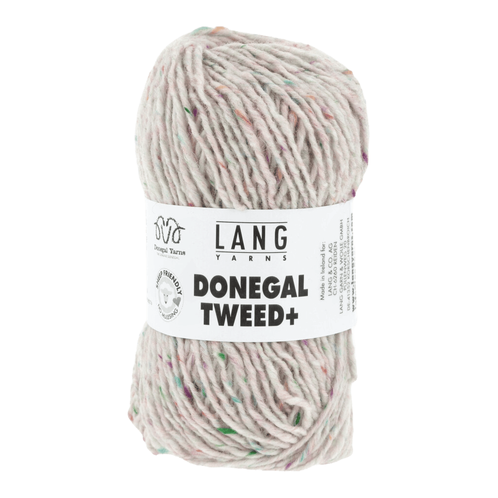 Lang Yarns Knitting Pattern Small - 11 balls / white 1143.0001 JANA Sweater Pattern Bundle in DONEGAL TWEED+ by LANGYARNS | Punto 77-015