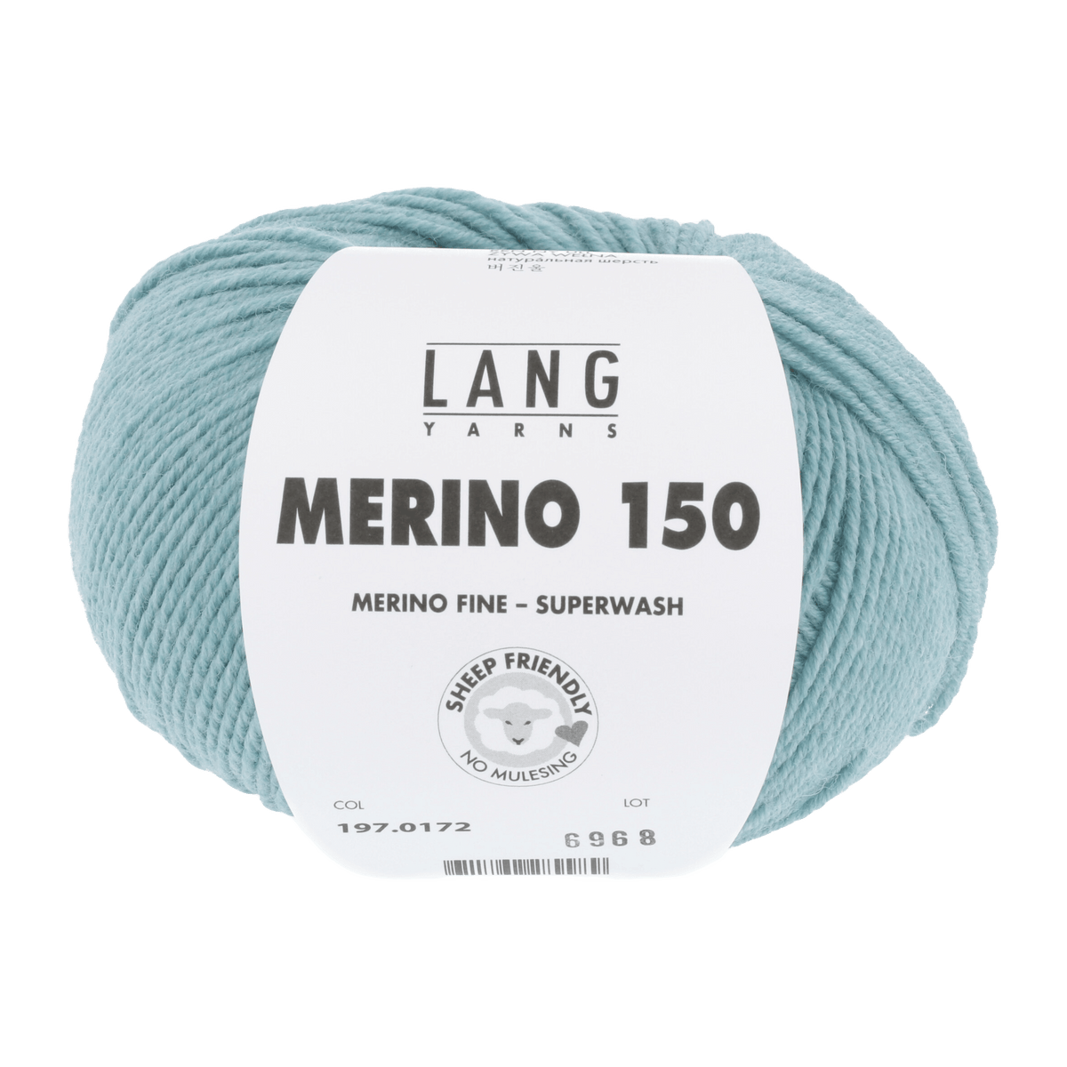 Lang Yarns Knitting Pattern Small - 12 balls / aqua mélange 197.0172 Sweater Pattern Bundle in MERINO 150 by LANGYARNS | Punto 55-010