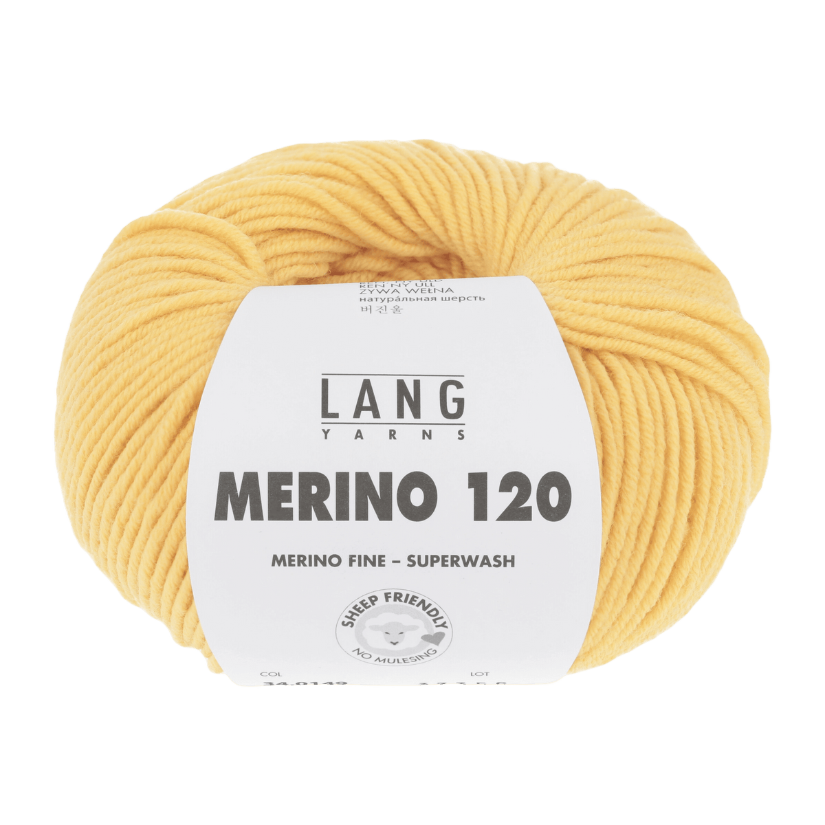 Lang Yarns Knitting Pattern Small - 12 balls / gold yellow 34.0149 ASHLEY Sweater Pattern Bundle in Merino 120 by LANGYARNS | Fatto a Mano 286-081
