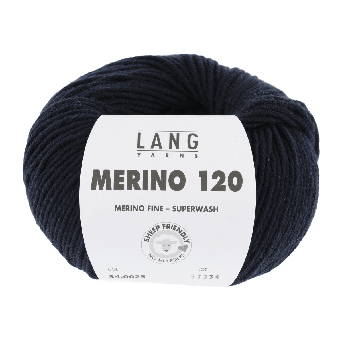 Lang Yarns Knitting Pattern Small - 12 balls / night blue 34.0025 ASHLEY Sweater Pattern Bundle in Merino 120 by LANGYARNS | Fatto a Mano 286-081