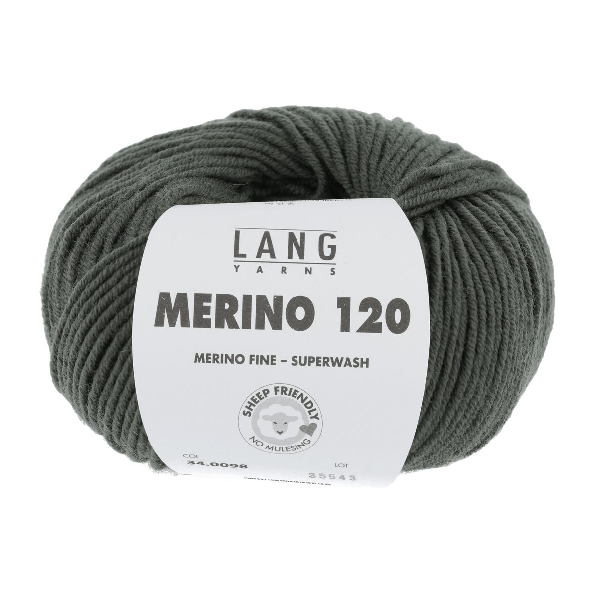 Lang Yarns Knitting Pattern Small - 12 balls / olive 34.0098 ASHLEY Sweater Pattern Bundle in Merino 120 by LANGYARNS | Fatto a Mano 286-081