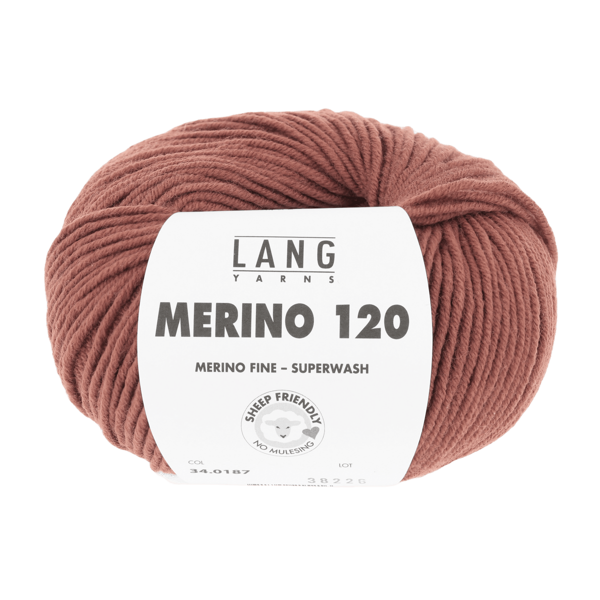 Lang Yarns Knitting Pattern Small - 13 balls / dark brick 34.0187 COREY Cardigan Pattern Bundle in Merino 120 by LANGYARNS | Fatto a Mano 282-048