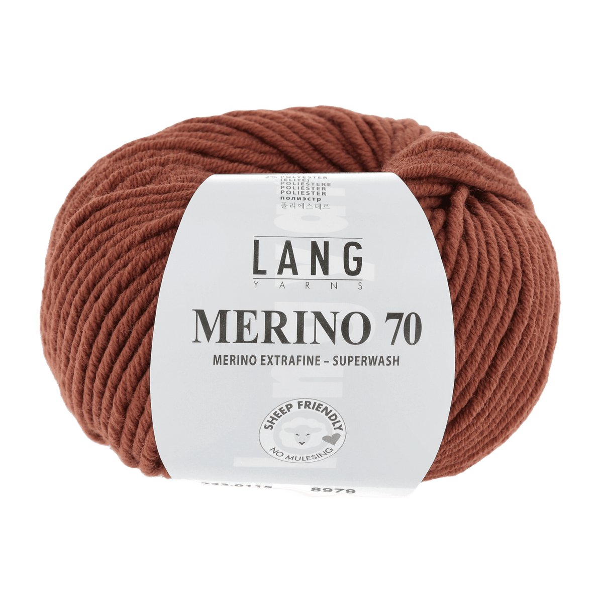 Lang Yarns Knitting Pattern Small - 15 balls / cognac 733.0115 Cardigan Pattern Bundle in MERINO 70 by LANGYARNS | Punto 55-008