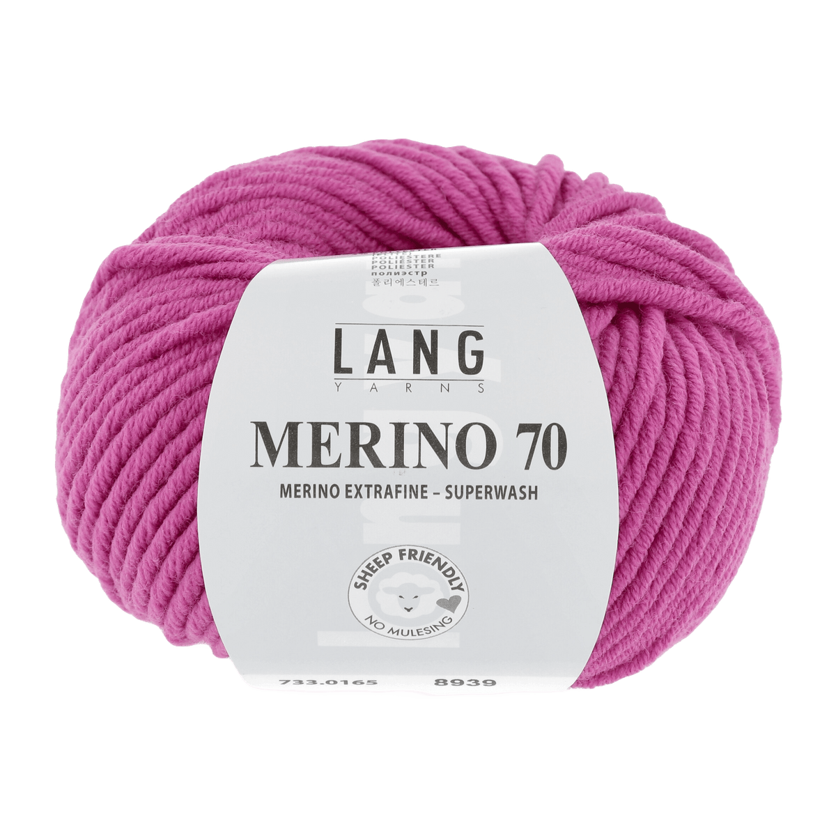 Lang Yarns Knitting Pattern Small - 15 balls / fuchsia 733.0165 Cardigan Pattern Bundle in MERINO 70 by LANGYARNS | Punto 55-008