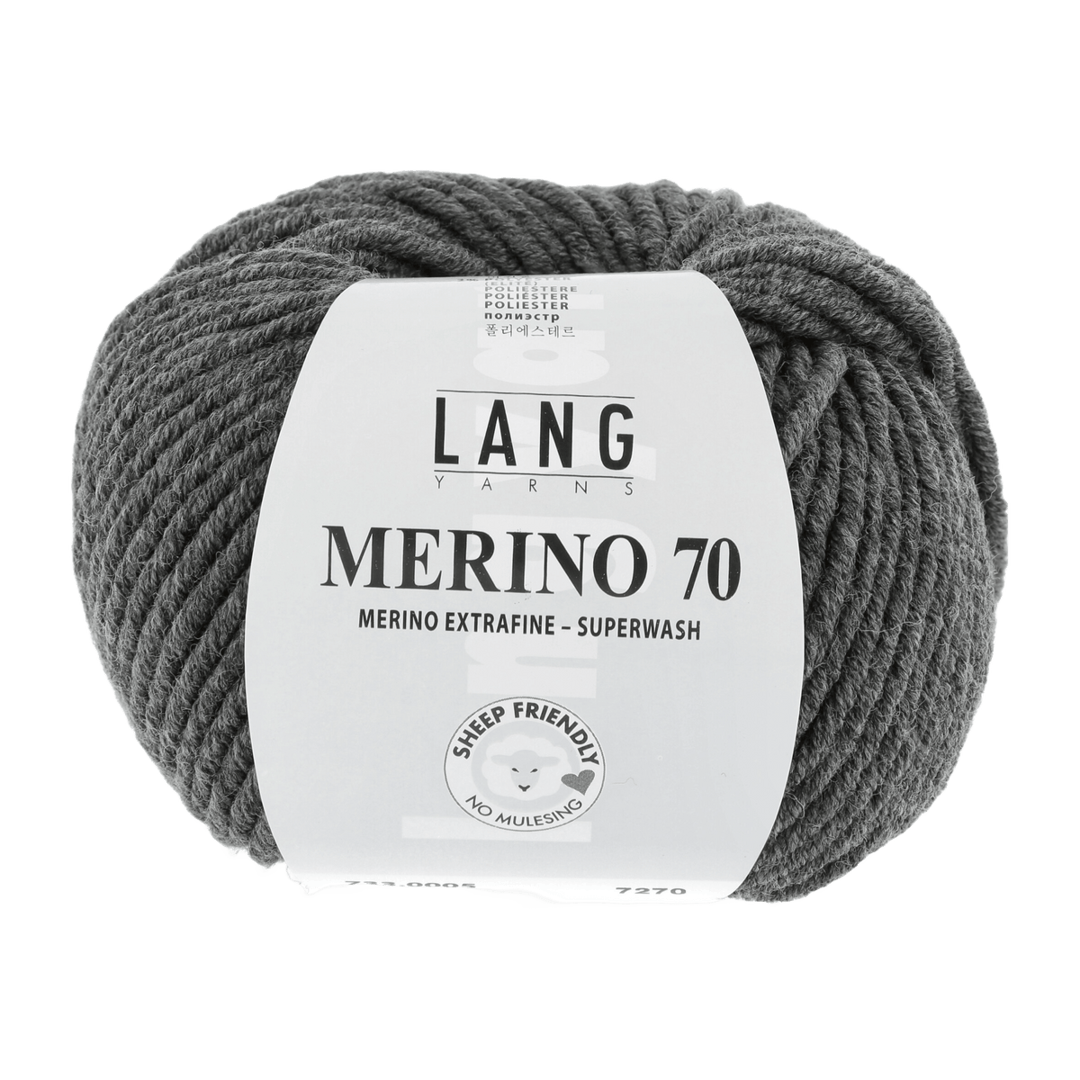 Lang Yarns Knitting Pattern Small - 17 balls / dark grey mélange 733.0005 Sweater Pattern Bundle in MERINO 70 by LANGYARNS | Punto 55-005