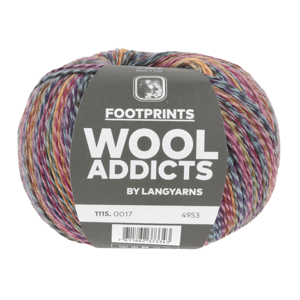 Lang Yarns Knitting Pattern Small - 2 balls / berry/green/blue 1115.0017 STEP UP Slipover Pattern Bundle in Footprints by LANGYARNS | Punto 70-001