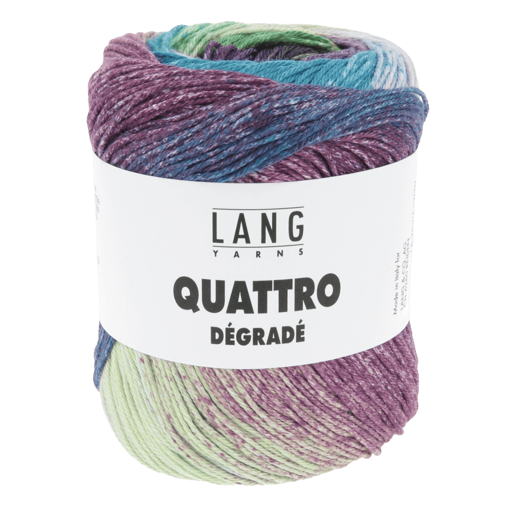 Lang Yarns Knitting Pattern Small - 2 balls / purple/green/blue 1088.0019 POPPY Crochet T-Shirt Pattern Bundle in Quattro Degradé by LANGYARNS | Punto 91-007