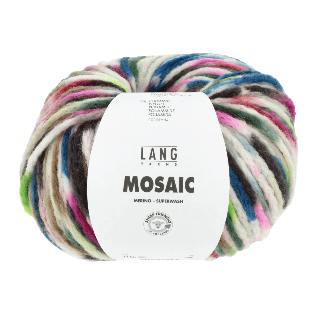 Lang Yarns Knitting Pattern Small - 3 balls / blue/green/pink/brown MOLLY Slipover Pattern Bundle in Mosaic by LANGYARNS | Punto 84-042