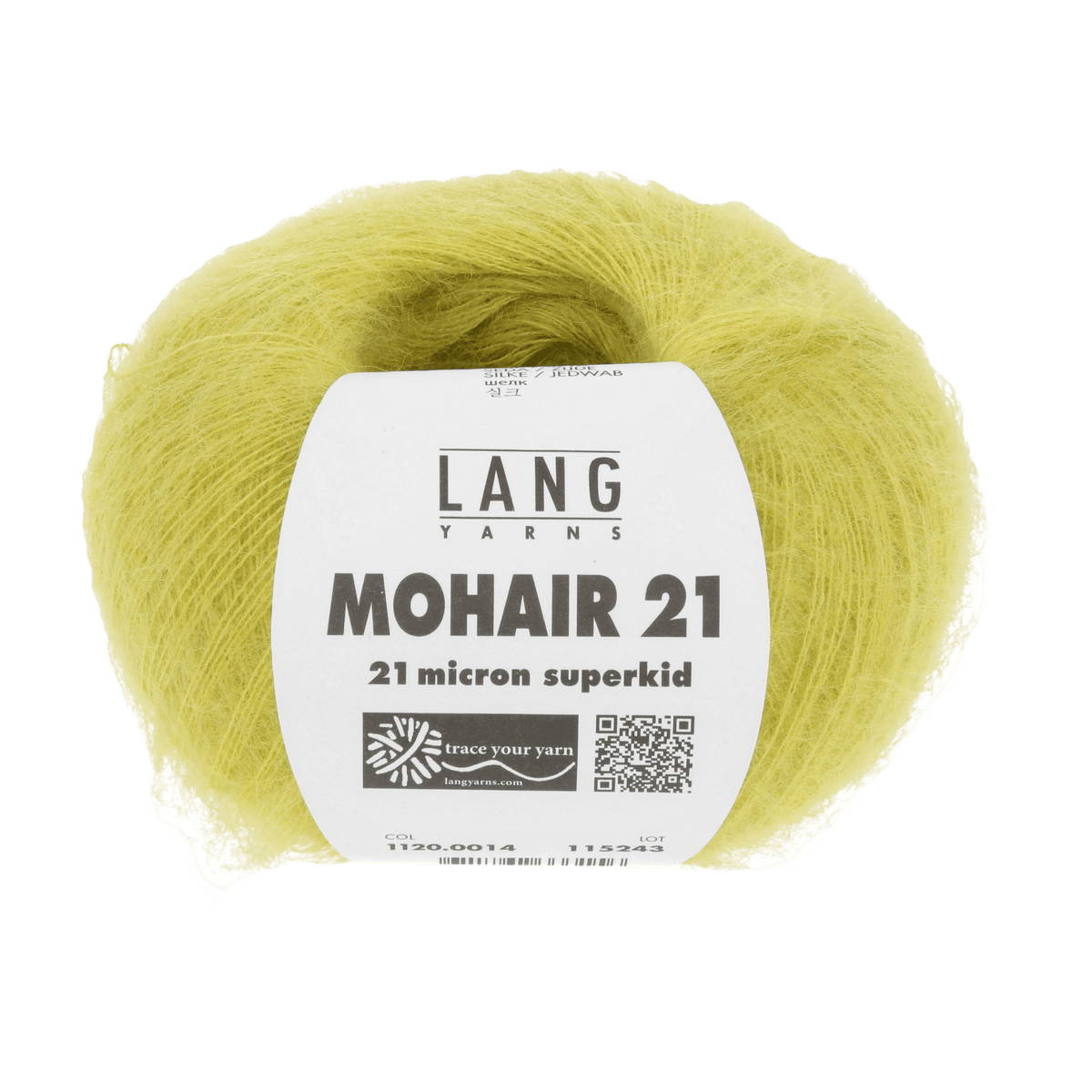 Lang Yarns Knitting Pattern Small - 3 balls / sun yellow 1120.0014 ANASTASIA Oversized top Pattern Bundle in Mohair 21 by LANGYARNS | Fatto a Mano 280-047