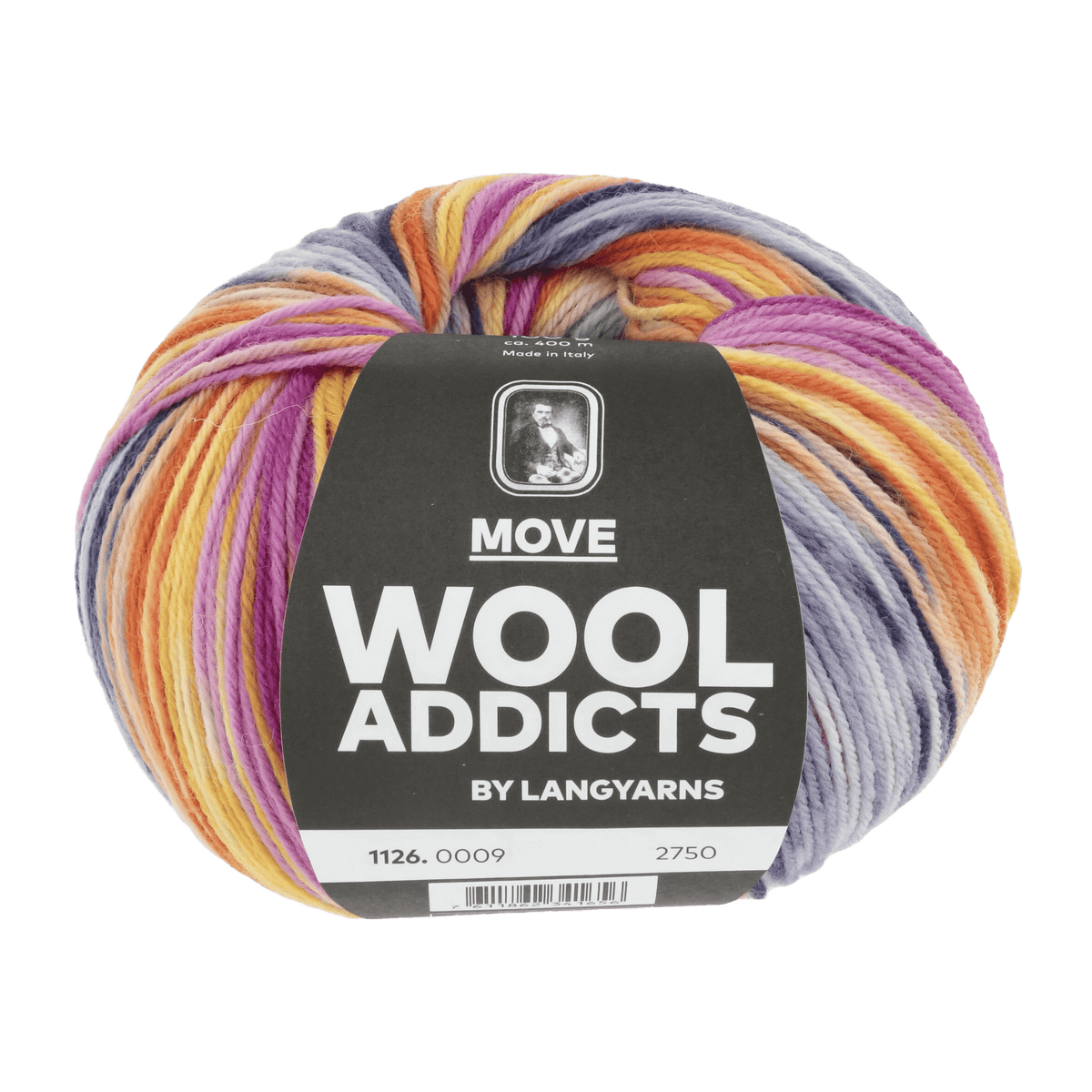 Lang Yarns Knitting Pattern Small - 4 balls / BLUE/YELLOW/ORANGE 1126.0009 RAINBOW SOUL Sweater Pattern Bundle in Move 4ply by LANGYARNS | Punto 86-006