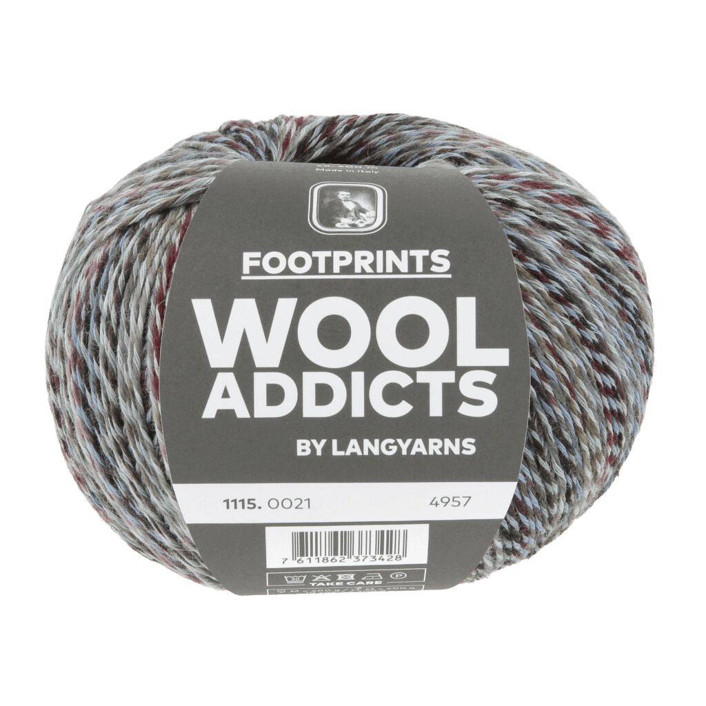 Lang Yarns Knitting Pattern Small - 4 balls / bordeaux/grey/lavender 1115.0021 FLORAL CENTERPIECE Cardigan Pattern Bundle in Footprints by LANGYARNS | WOOLADDICTS #14-010