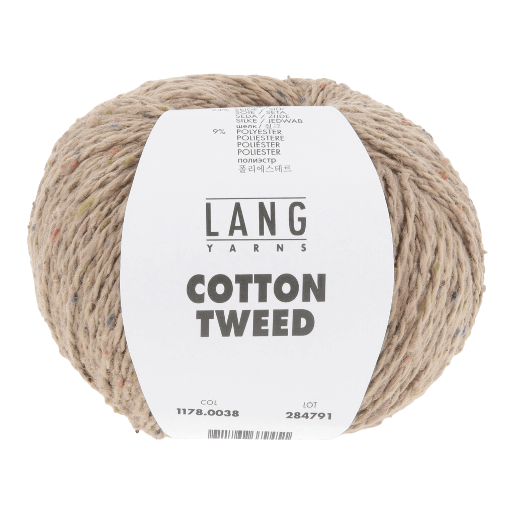 Lang Yarns Knitting Pattern Small - 4 balls / hazelnut 1178.0038 CHRISTINE Top down short-sleeve sweater Pattern Bundle in Cotton Tweed by LANGYARNS | Punto 90-008
