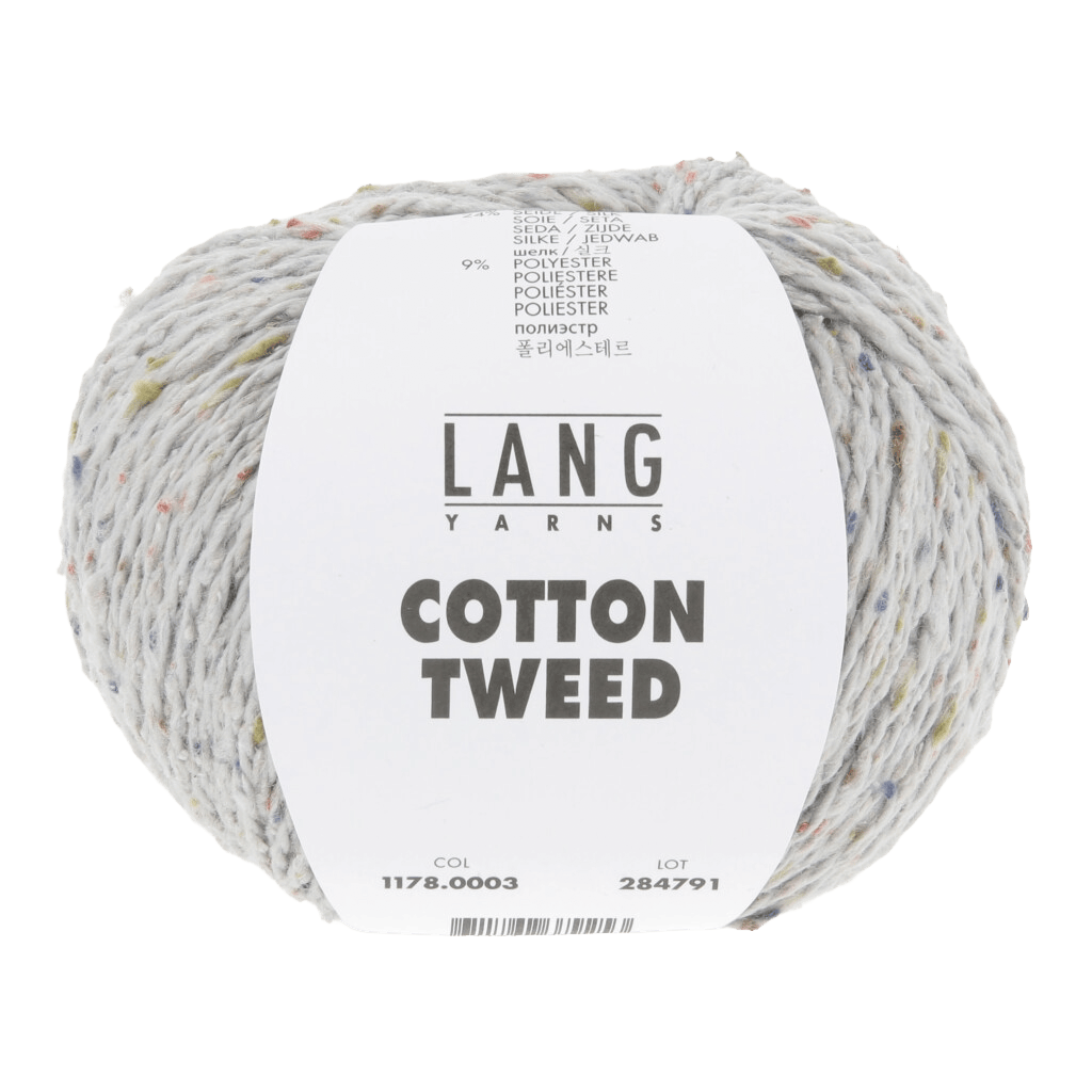 Lang Yarns Knitting Pattern Small - 4 balls / light grey 1178.0003 CHRISTINE Top down short-sleeve sweater Pattern Bundle in Cotton Tweed by LANGYARNS | Punto 90-008