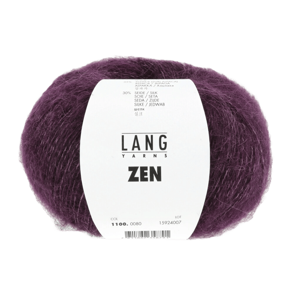 Lang Yarns Knitting Pattern Small - 6 balls / eggplant 1100.0080 ANNABEL Sweater Pattern Bundle in ZEN by LANGYARNS | Fatto a Mano 278-002
