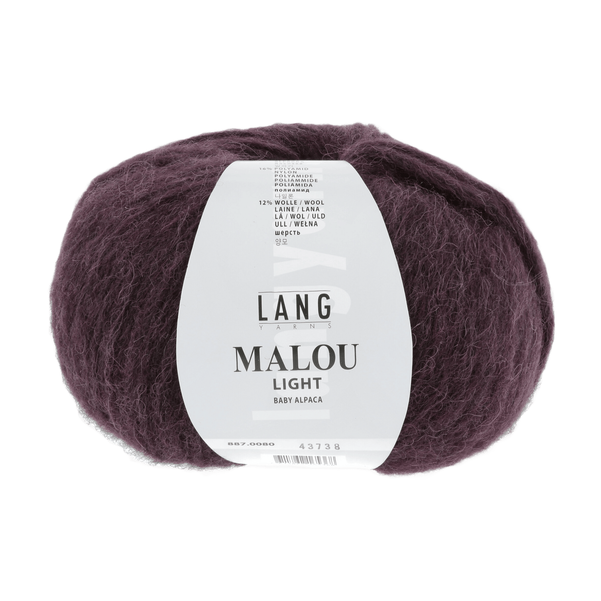 Lang Yarns Knitting Pattern Small - 6 balls / eggplant 887.0080 KAT Sweater Pattern Bundle in Malou Light by LANGYARNS | Fatto a Mano 282-016